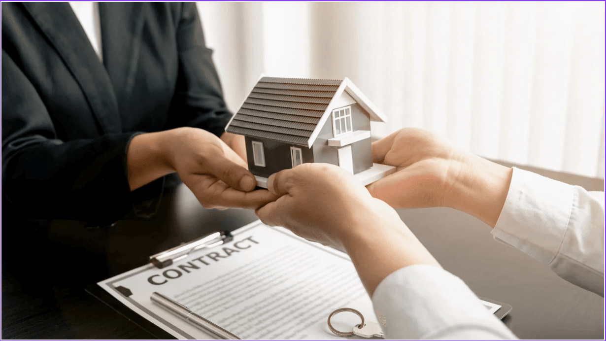 Borrower and lender completing mortgage application